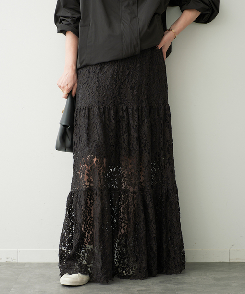 Deuxieme Classe(ドゥーズィエムクラス)の「*追加 Lace Tiered スカート(スカート・レディース・ブラック/ブラウン・38/36)」の5枚目の写真