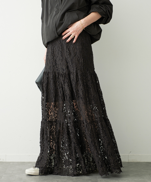 Deuxieme Classe(ドゥーズィエムクラス)の「*追加 Lace Tiered スカート(スカート・レディース・ブラック/ブラウン・38/36)」の6枚目の写真