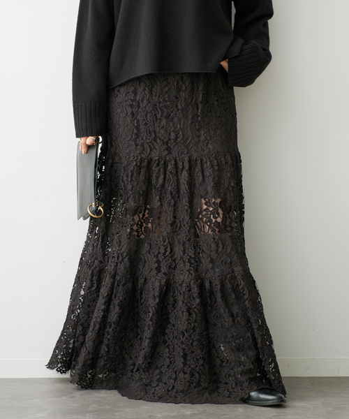 Deuxieme Classe(ドゥーズィエムクラス)の「*追加 Lace Tiered スカート(スカート・レディース・ブラック/ブラウン・38/36)」の15枚目の写真