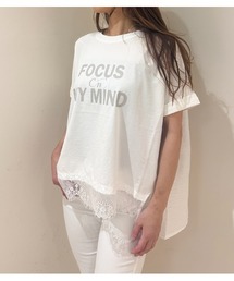 Desert Rose | 【MoNiLE/モニーレ】シルケット天竺&シアーサッカーレース付きロゴTシャツ(Tシャツ/カットソー)