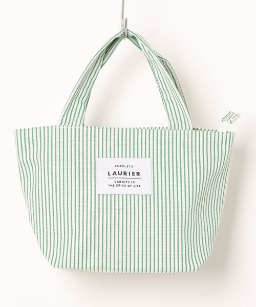 Leaflets(リーフレッツ)の「【 Leaflets / リーフレッツ 】LAURIER 保冷ランチトート ヒッコリー Mサイズ ECI(トートバッグ・レディース・グリーン/レッド/グレー・FREE)」の2枚目の写真