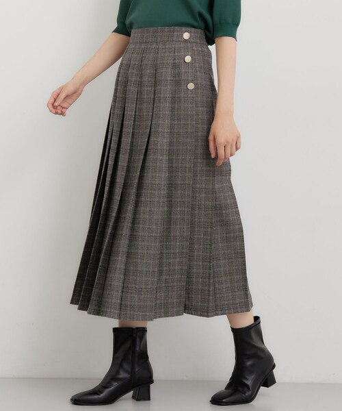 THE SHOP TK (ザ ショップ ティーケー )の「クラシックな雰囲気に チェックプリーツスカート(スカート・レディース・グレー系1/ベージュ系1・11/12)」の2枚目の写真