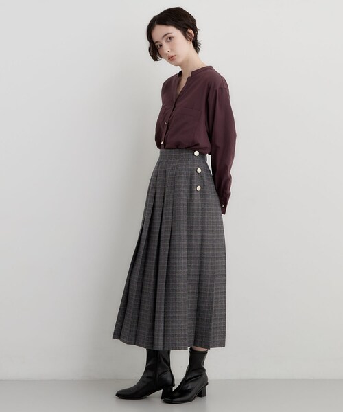 THE SHOP TK (ザ ショップ ティーケー )の「クラシックな雰囲気に チェックプリーツスカート(スカート・レディース・グレー系1/ベージュ系1・11/12)」の5枚目の写真