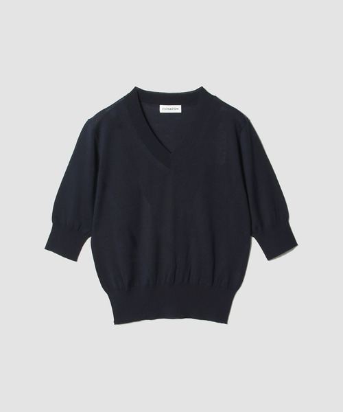 ESTNATION(エストネーション)の「ESTNATION / ウォッシャブルウール Vネックプルオーバー(ニット/セーター・レディース・ダークネイビー/ブラウン/ダークグリーン/オフホワイト・FREE)」の4枚目の写真