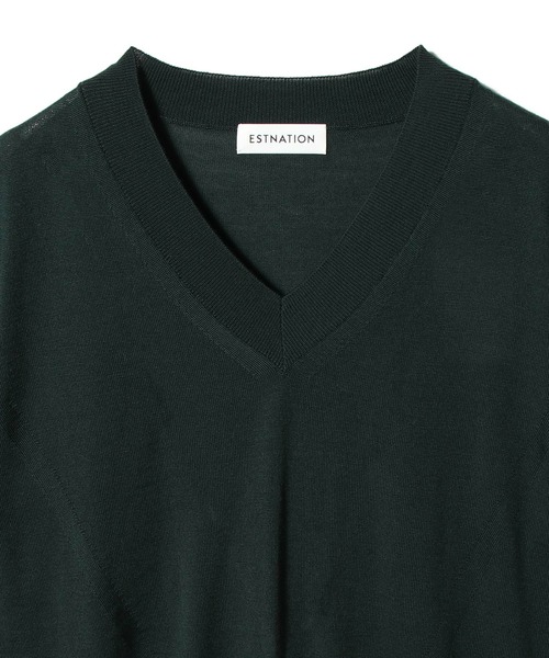 ESTNATION(エストネーション)の「ESTNATION / ウォッシャブルウール Vネックプルオーバー(ニット/セーター・レディース・ダークネイビー/ブラウン/ダークグリーン/オフホワイト・FREE)」の7枚目の写真