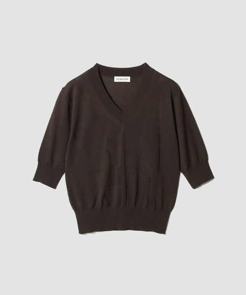 ESTNATION(エストネーション)の「ESTNATION / ウォッシャブルウール Vネックプルオーバー(ニット/セーター・レディース・ダークネイビー/ブラウン/ダークグリーン/オフホワイト・FREE)」の9枚目の写真