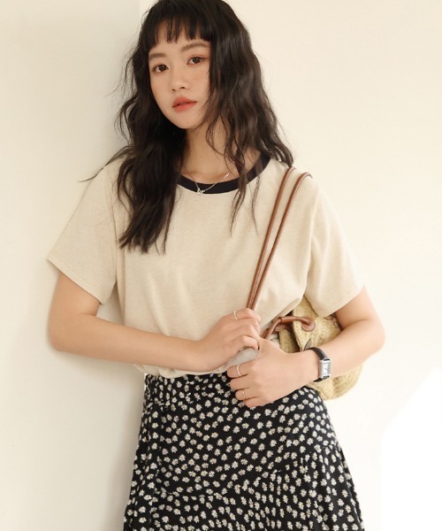JOCOSA(ジョコサ)の「とろける涼感 贅沢リネン×テンセル Tシャツ(Tシャツ/カットソー・レディース・ネイビー/ベージュ/ストライプ/ホワイト・L/M)」の7枚目の写真
