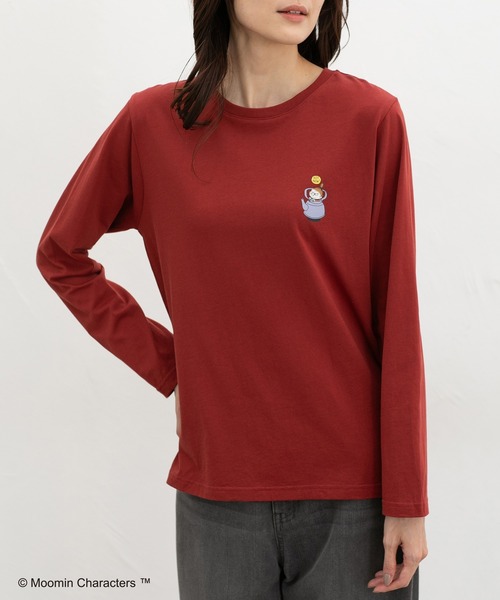 Honeys(ハニーズ)の「ムーミン/長袖Tシャツ(Tシャツ/カットソー・レディース・ブラウン系その他2/オートミール/ブラック/ベージュ系その他2/ピンク系その他2/レンガ・L/LL/M/S)」の6枚目の写真