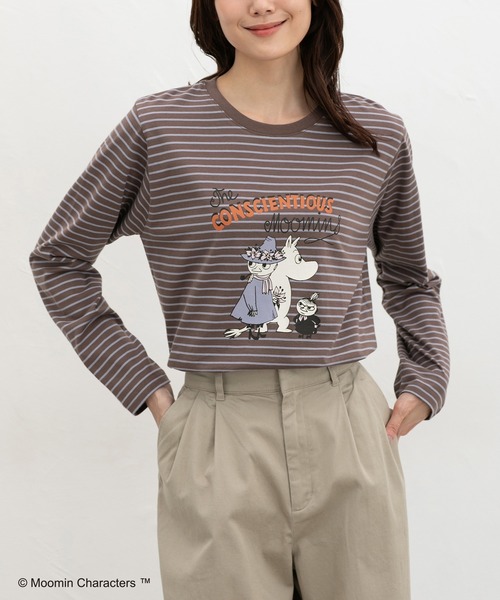 Honeys(ハニーズ)の「ムーミン/長袖Tシャツ(Tシャツ/カットソー・レディース・ブラウン系その他2/オートミール/ブラック/ベージュ系その他2/ピンク系その他2/レンガ・L/LL/M/S)」の3枚目の写真