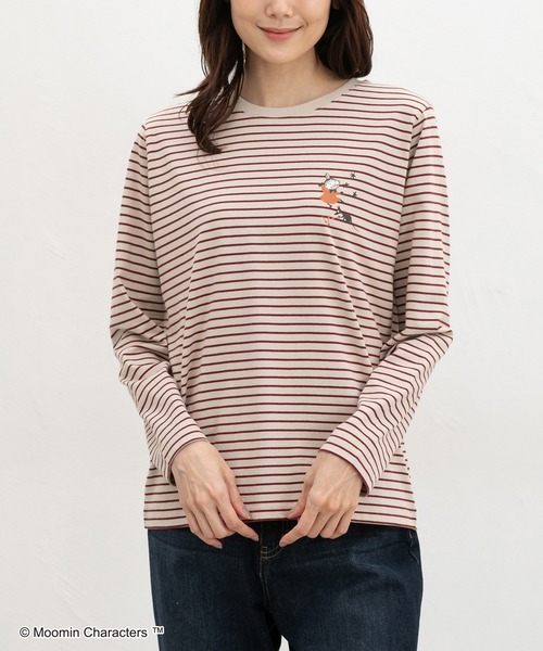 Honeys(ハニーズ)の「ムーミン/長袖Tシャツ(Tシャツ/カットソー・レディース・ブラウン系その他2/オートミール/ブラック/ベージュ系その他2/ピンク系その他2/レンガ・L/LL/M/S)」の5枚目の写真