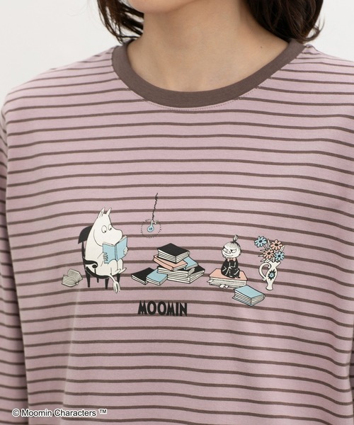 Honeys(ハニーズ)の「ムーミン/長袖Tシャツ(Tシャツ/カットソー・レディース・ブラウン系その他2/オートミール/ブラック/ベージュ系その他2/ピンク系その他2/レンガ・L/LL/M/S)」の1枚目の写真