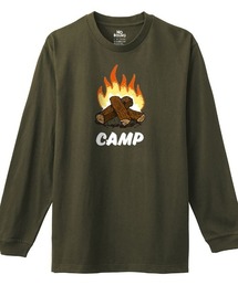 NOBOUND（ノーバウンド） 長袖Tシャツ キャンプイラスト プリント レギュラーシルエット ロンT トップス カットソー レディース