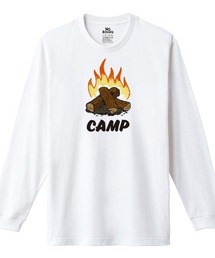 NOBOUND(ノーバウンド) 長袖Tシャツ キャンプイラスト プリント レギュラーシルエット ロンT トップス カットソー レディース