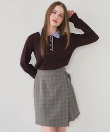 チェックプリーツラップミニスカート