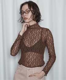 【2026秋冬新作】Lace Bottle Neck Top|レースボトルネックトップス
