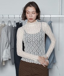【2026秋冬新作】Lace Bottle Neck Top|レースボトルネックトップス