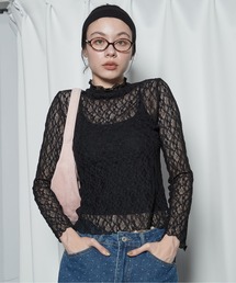 【2026秋冬新作】Lace Bottle Neck Top|レースボトルネックトップス