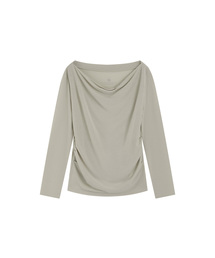 SITP5307 カウルネック 長袖 Tシャツ_オリーブグレー