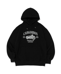 [裏起毛選択] CB 1985 バイクグラフィックフーディーTシャツ（ブラック）
