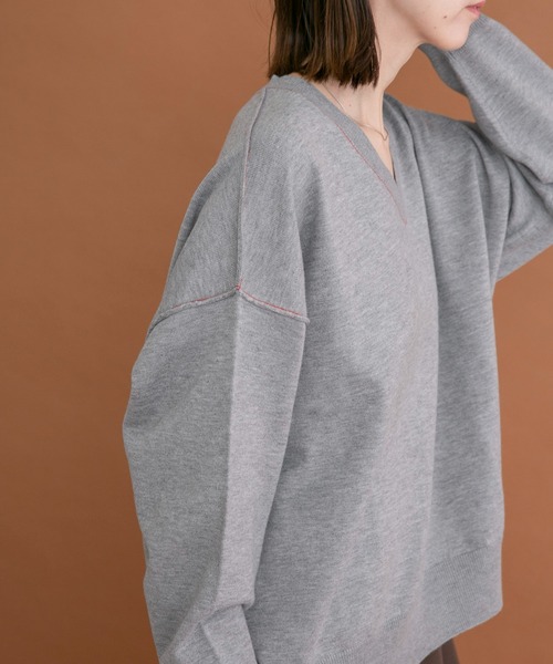 ITEMS URBANRESEARCH(アイテムズ アーバンリサーチ)の「Vネック配色ラインニット(ニット/セーター・レディース・ピンク/グレー/ブラウン・FREE)」の11枚目の写真