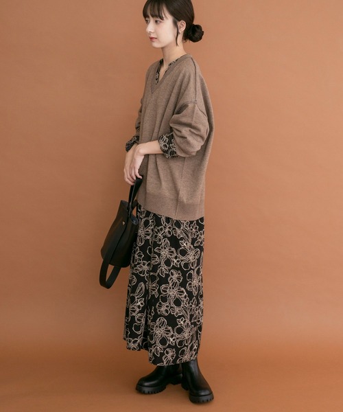 ITEMS URBANRESEARCH(アイテムズ アーバンリサーチ)の「Vネック配色ラインニット(ニット/セーター・レディース・ピンク/グレー/ブラウン・FREE)」の22枚目の写真