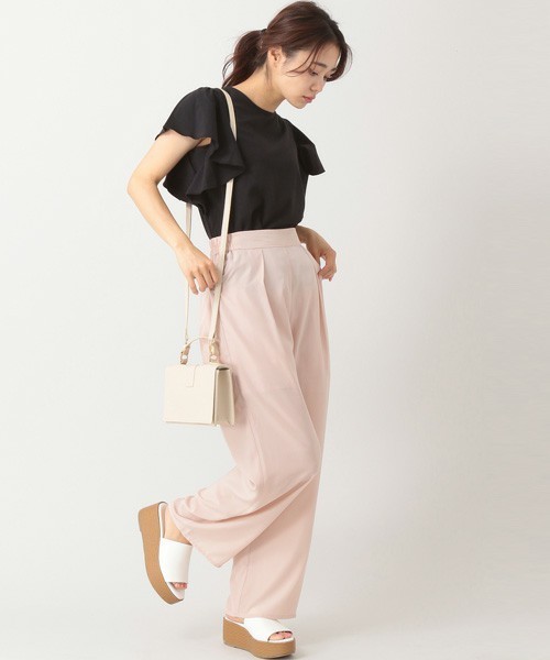 E hyphen world gallery(イーハイフンワールドギャラリー)の「デシンワイドパンツ(その他パンツ・レディース・ピンク/ブラック/カーキ・FREE)」の3枚目の写真