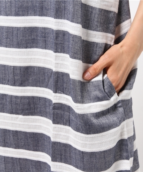 LBC(エルビーシー)の「コットン変形ボーダークルーワンピース(ワンピース・レディース・ブラック/イエロー/ネイビー・MEDIUM/LARGE)」の9枚目の写真