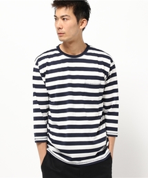 クルーネックワイドボーダー7分Tシャツ