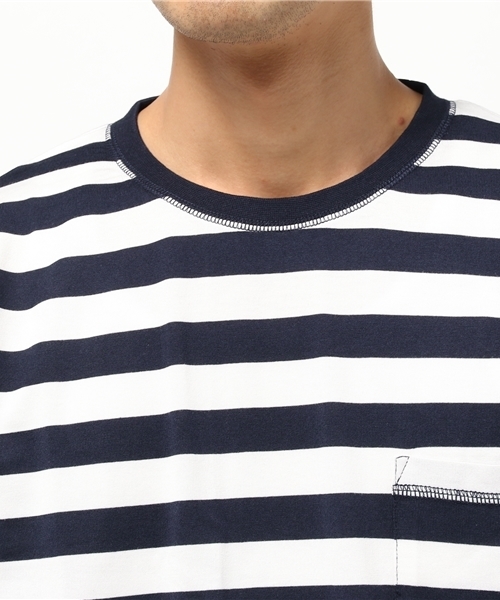 ADAM ET ROPE'(アダムエロペ)の「クルーネックワイドボーダー7分Tシャツ(Tシャツ/カットソー・メンズ・ブルー系その他/ダークグリーン・M/L)」の5枚目の写真