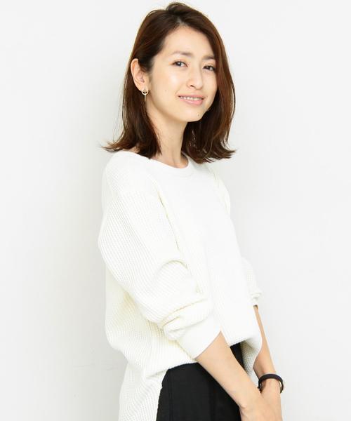 BEAUTY&YOUTH UNITED ARROWS（ビューティーアンドユースユナイテッドアローズ）の「BY∴ ビッグワッフル9分袖カットソー◆（Tシャツ/カットソー・レディース・ホワイト/ブラック/ナチュラル/オフホワイト/ワインレッド・FREE）」の2枚目の写真