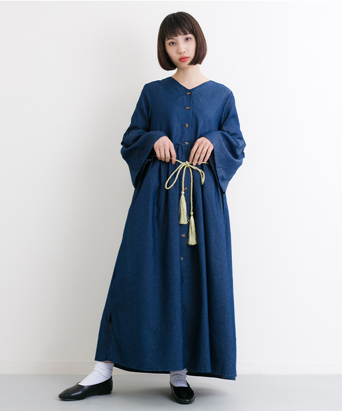 MERLOT（メルロー）の「タッセルベルト付ダンガリーデニムワンピース4890（シャツワンピース・レディース・ネイビー/ブルー・FREE）」の12枚目の写真