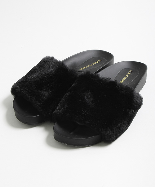 WEGO（ウィゴー）の「WEGO/ファーサンダル（サンダル・レディース・ブルー/その他1/ブラック/ピンク系その他/アニマル・MEDIUM/LARGE）」の7枚目の写真