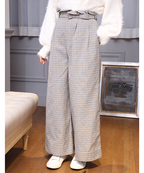 one after another NICE CLAUP(ワンアフターアナザーナイスクラップ)の「ベルト付きワイドパンツ(その他パンツ・レディース・ブラック系その他/ブラウン系その他/ブラック系その他2/ブラウン系その他2・FREE)」の4枚目の写真