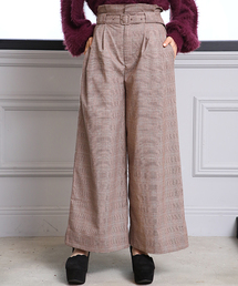 ベルト付きワイドパンツ