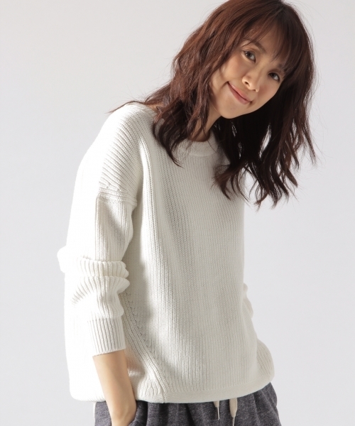 BAYFLOW（ベイフロー）の「BAYFLOW／コットンコードニットプルオーバー　18SS（ニット/セーター・レディース・ホワイト/ピンク・MEDIUM/SMALL）」の2枚目の写真