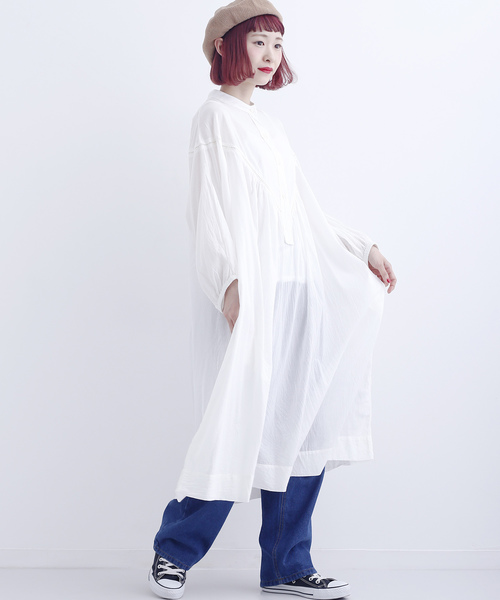 MERLOT(メルロー)の「インド綿梯子Vレースパフスリーブワンピース5670(ワンピース・レディース・ブラック/ネイビー/オフホワイト/グリーン・FREE)」の2枚目の写真