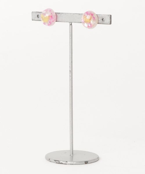 tone(トーン)の「【rurururu】クラッシュシェルのまんまるピアス(ピアス(両耳用)・レディース・ピンク/グリーン・FREE)」の2枚目の写真