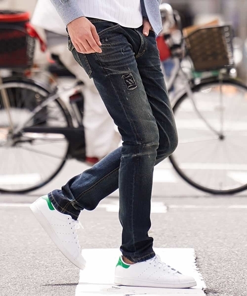 MICHEL KLEIN HOMME (ミッシェルクランオム)の「リペアデニム(インディゴ)(デニムパンツ・メンズ・インディゴブルー・SMALL/MEDIUM/LARGE/X-LARGE/XX-LARGE)」の2枚目の写真