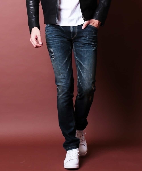 MICHEL KLEIN HOMME (ミッシェルクランオム)の「リペアデニム(インディゴ)(デニムパンツ・メンズ・インディゴブルー・SMALL/MEDIUM/LARGE/X-LARGE/XX-LARGE)」の4枚目の写真