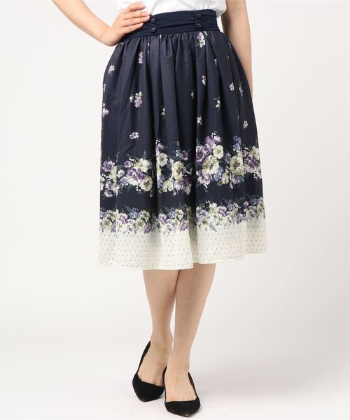 axes femme(アクシーズファム)の「花柄×ドットスカート(スカート・レディース・ネイビー/サックスブルー/キナリ・MEDIUM)」の7枚目の写真