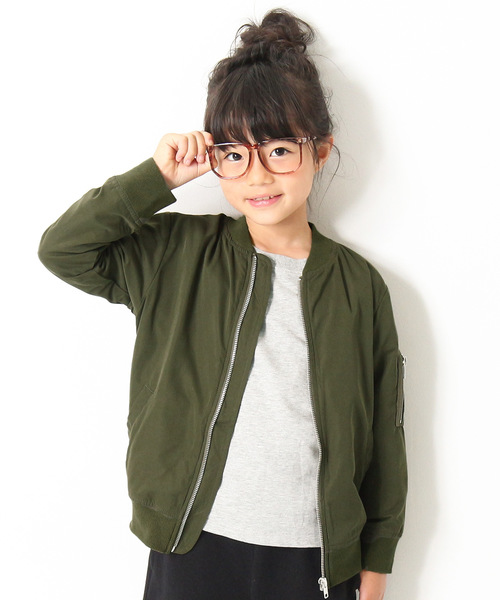 devirock(デビロック)の「ベーシックMA-1ブルゾン ライトアウター(MA-1・キッズ・カーキ/ブラック・130cm/140cm/150cm/160cm/120cm/110cm/100cm)」の1枚目の写真