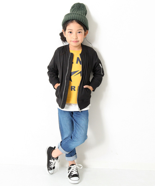 devirock(デビロック)の「ベーシックMA-1ブルゾン ライトアウター(MA-1・キッズ・カーキ/ブラック・130cm/140cm/150cm/160cm/120cm/110cm/100cm)」の4枚目の写真