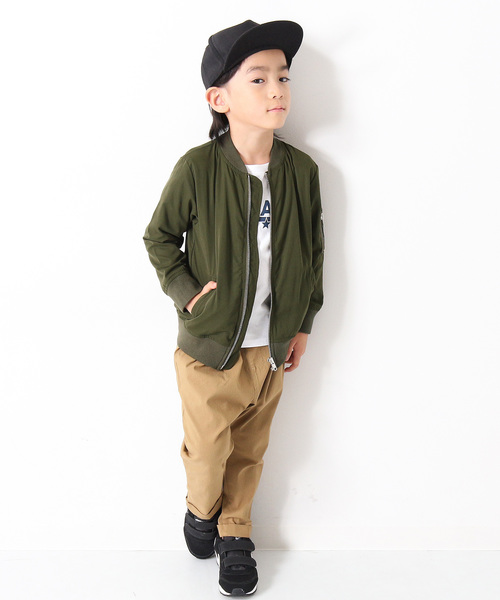 devirock(デビロック)の「ベーシックMA-1ブルゾン ライトアウター(MA-1・キッズ・カーキ/ブラック・130cm/140cm/150cm/160cm/120cm/110cm/100cm)」の5枚目の写真