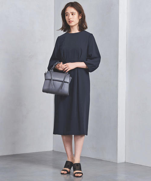 UNITED ARROWS（ユナイテッドアローズ）の「UPCS ダブルタック パフスリーブ ワンピース ◆（ワンピース・レディース・ネイビー/ナチュラル・36/40/38）」の7枚目の写真