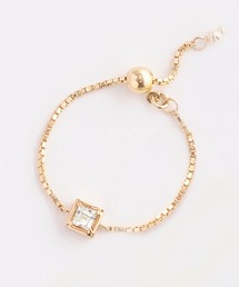 JUPITER（ジュピター）の「【K10】天然石チェーンリング/誕生石/ピンキー/サイズフリー/金属アレルギー対応/ニッケルフリー<動画あり>（リング）」