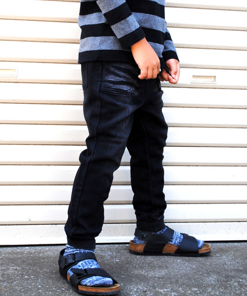 BEATJIVE(ビートジャイブ)の「キッズ カットデニム ちょいサルエルパンツ スウェットパンツ イージーパンツ ジョガーパンツ(デニムパンツ・キッズ・ブラック/グレー・120/130/140)」の9枚目の写真