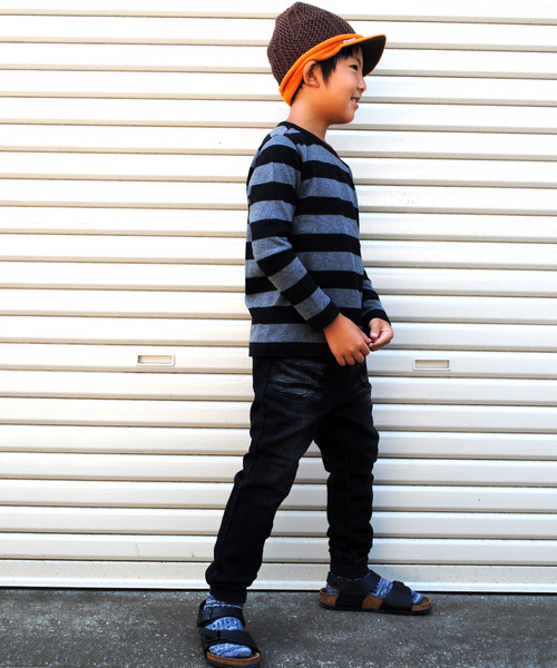 BEATJIVE(ビートジャイブ)の「キッズ カットデニム ちょいサルエルパンツ スウェットパンツ イージーパンツ ジョガーパンツ(デニムパンツ・キッズ・ブラック/グレー・120/130/140)」の11枚目の写真