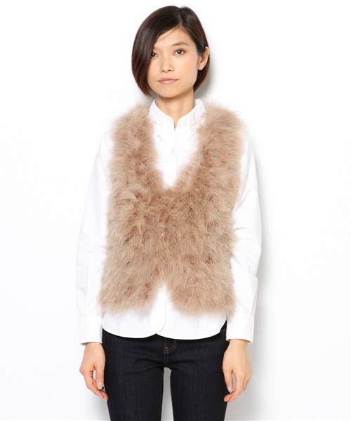 goa ターキー フェザー ベスト ブラウン フリーサイズ goa（ゴア）の「ターキーフェザーベスト（ベスト）」 - WEAR