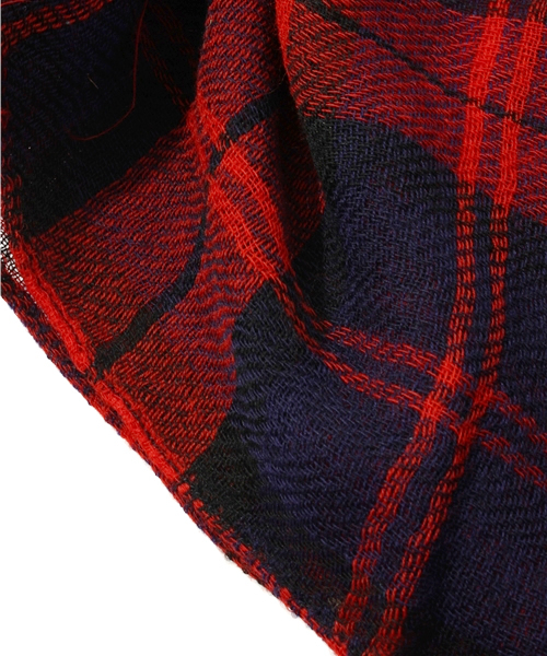 BEAUTY&YOUTH UNITED ARROWS（ビューティーアンドユースユナイテッドアローズ）の「BYBC ANATHA チェックタッセルフリンジストール ◆（ストール/ショール・レディース・ベージュ/レッド・フリー）」の4枚目の写真