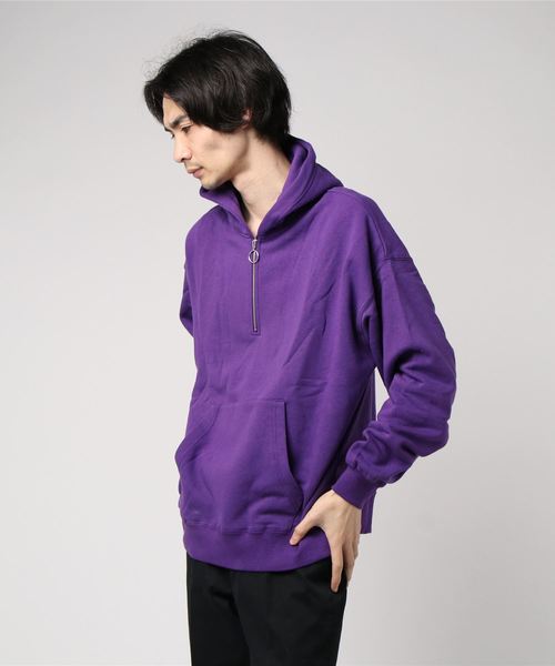 WEGO(ウィゴー)の「WEGO/ハーフジップビッグシルエットプルパーカー(パーカー・メンズ・杢グレー/ホワイト/ダークグリーン/パープル/ブラック・LARGE/MEDIUM/SMALL)」の8枚目の写真